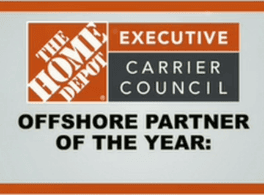 The Home Depot Executive Carrier Council Offshore Partner of the Year badge.