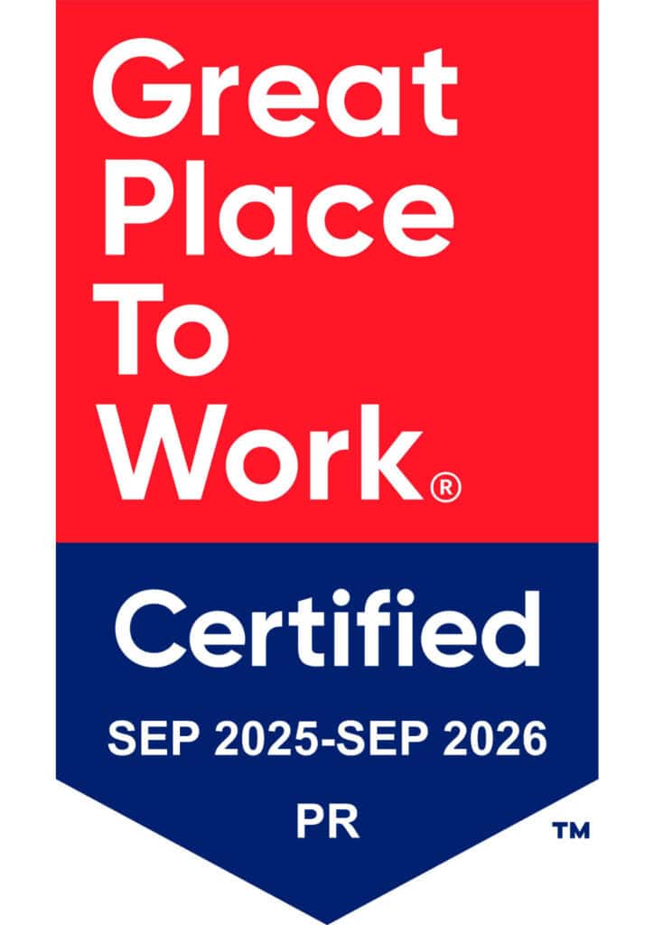 Great Place To Work Certified badge with dates September 2025 to September 2026 and the initials PR.