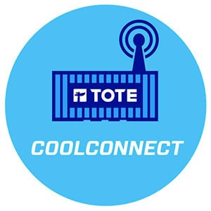 TOTE COOLCONNECT logo with a wireless signal icon on a blue circular background.