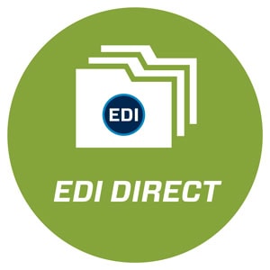 EDI Direct logo with three overlapping document icons on a green circular background.